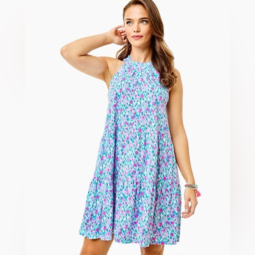 Lilly Pulitzer Jerrica Swing Dress in Hottie Dottie Size Small Pink Blue White
